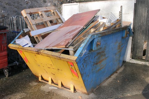 Large roll-on/roll-off skip on a construction site